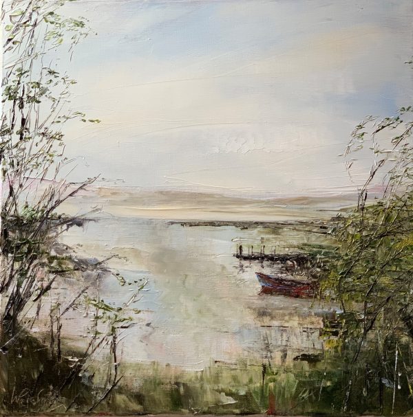 Boat by the Bank - oil on linen canvas