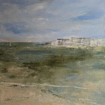 White Cliffs and Sails - Oil on Canvas